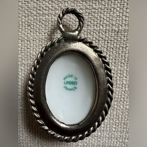 Vintage Limoges Painted porcelain pendant